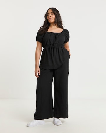 Black Cheesecloth Wide Leg Trouser