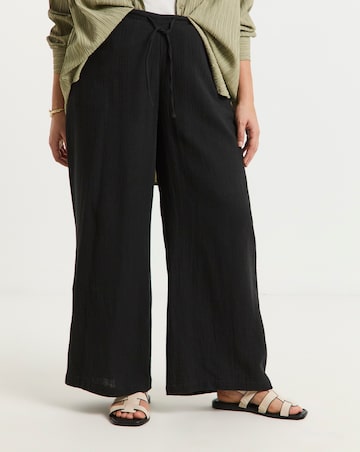 Black Cheesecloth Wide Leg Trouser