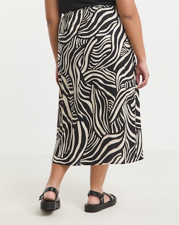 Simply Be Mono Print Spun Viscose Side Split Midi Skirt