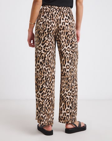 Simply Be Leopard Tie Waist Crinkle Wide Leg Trouser