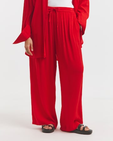 Simply Be Tie Waist Crinkle Wide Leg Trouser