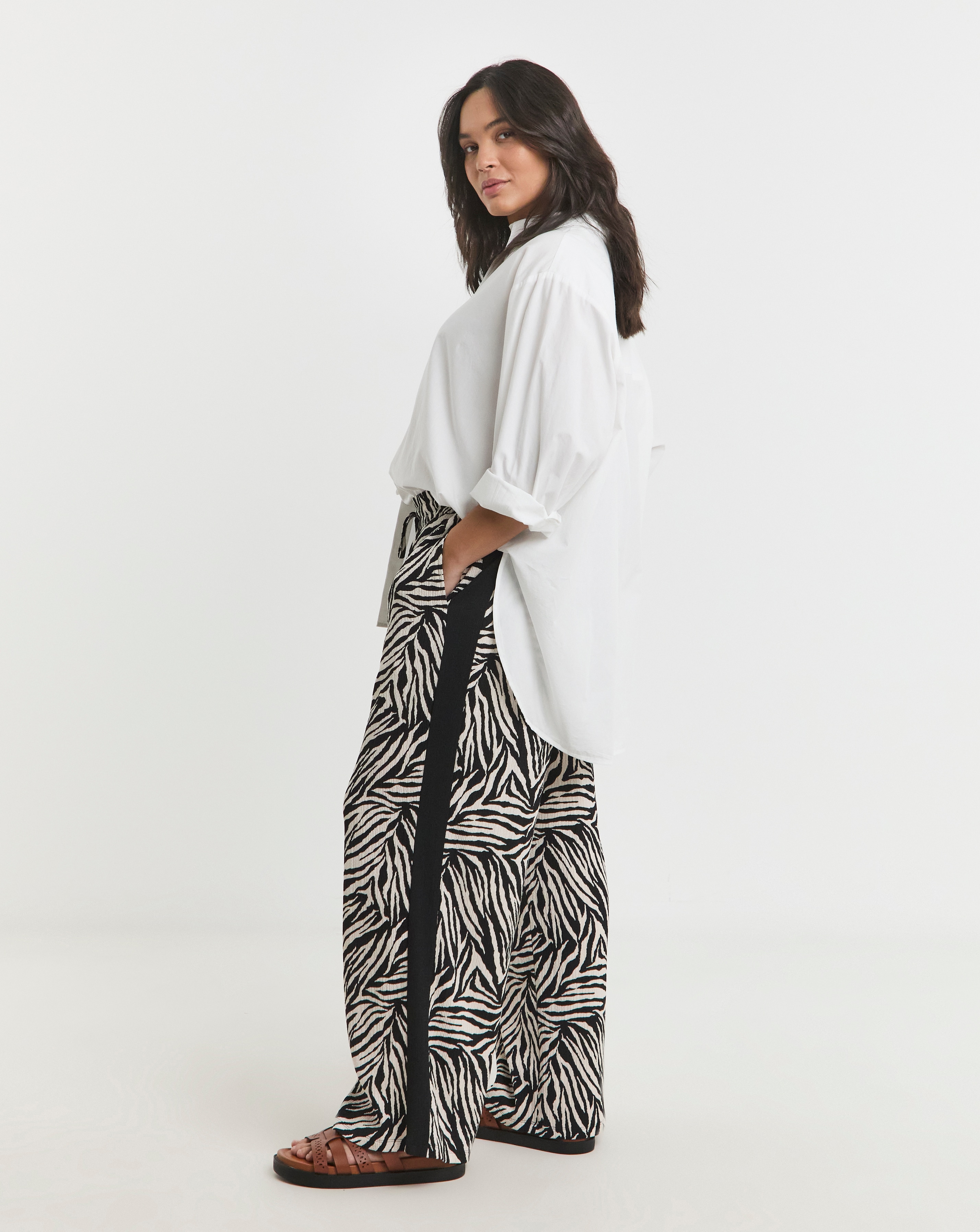 Simply Be Side Stripe Wide Leg Trousers