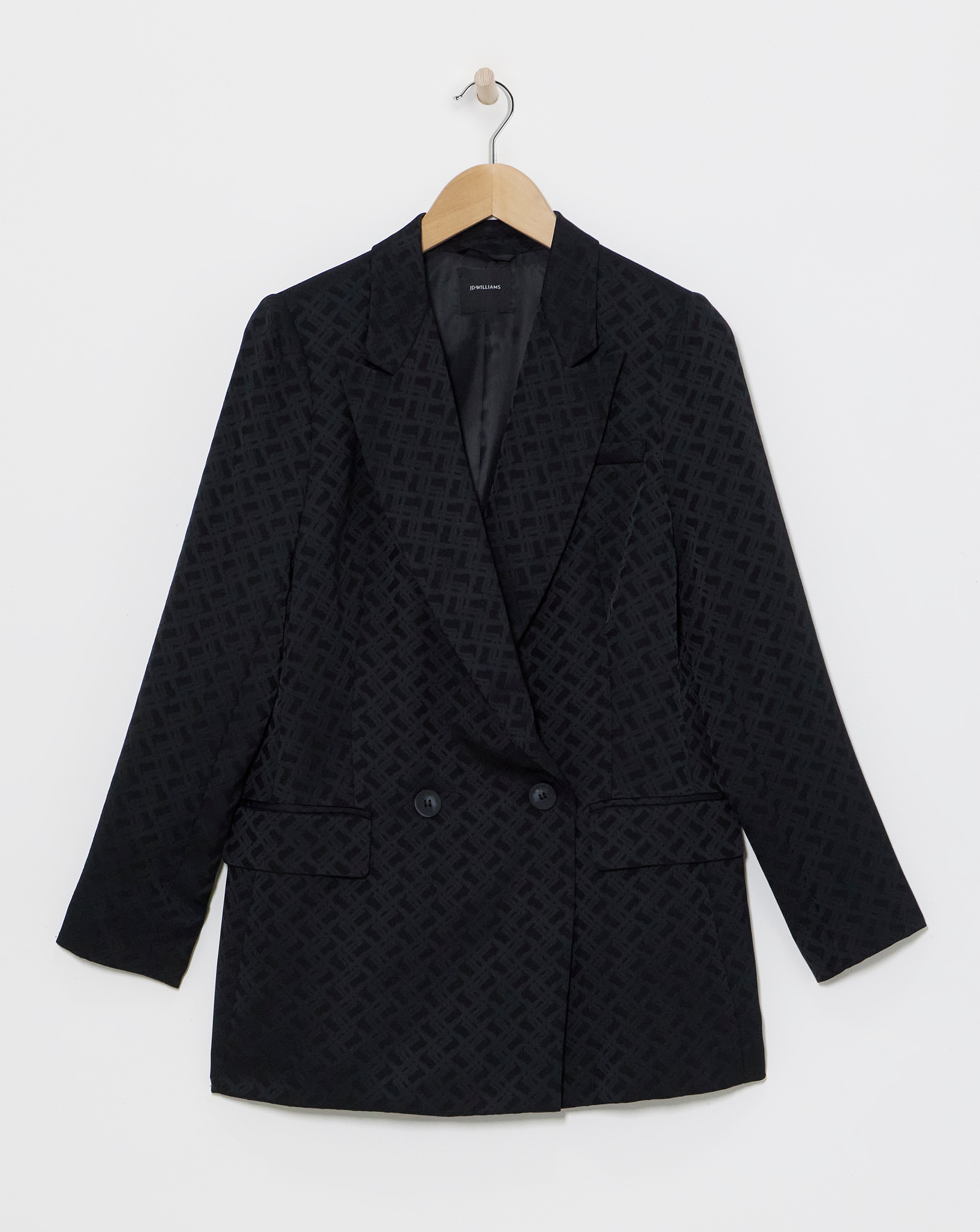 Satin Jacquard Double Breasted Blazer