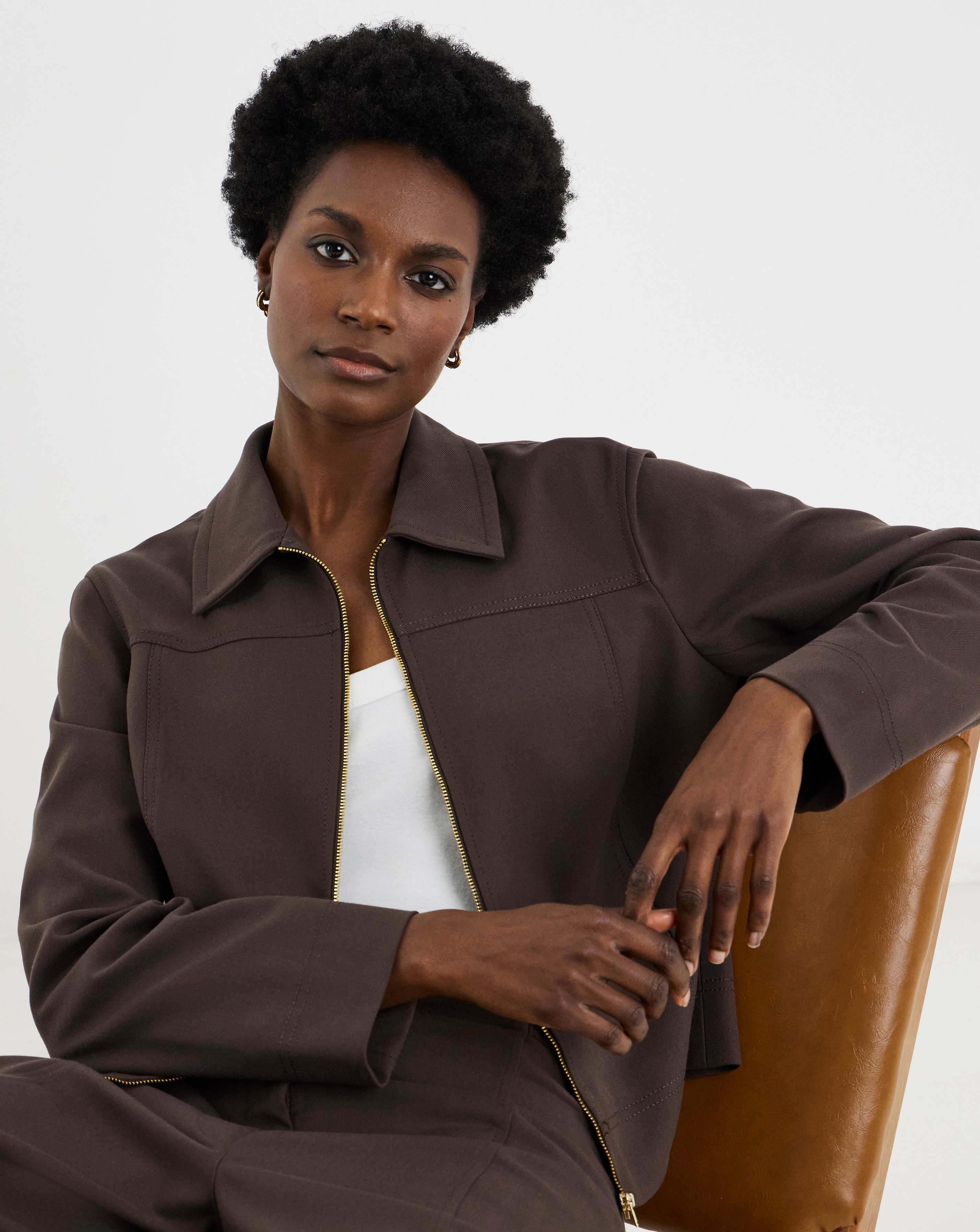 New In - Zip Front Herringbone Jacket