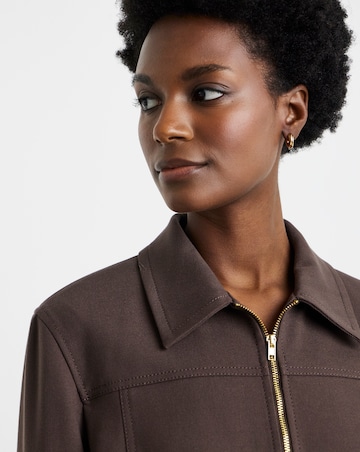 Zip Front Herringbone Jacket