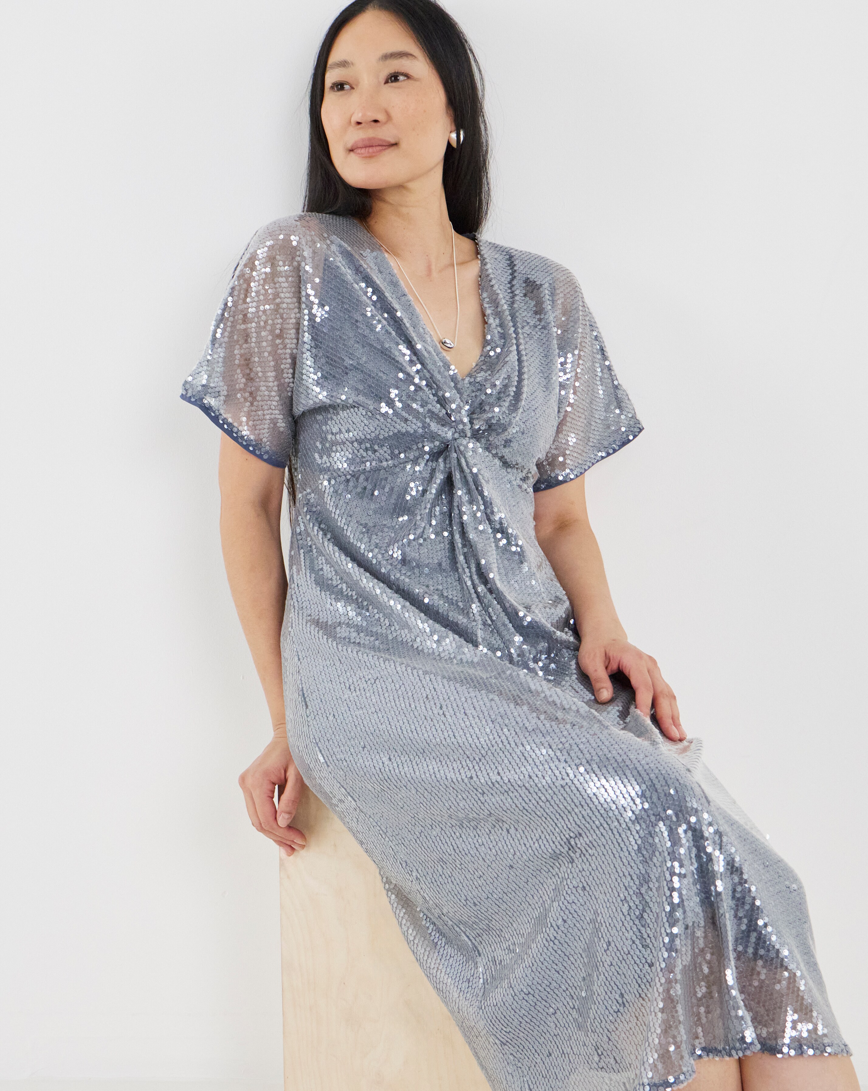 Sequin Twist Front Dress