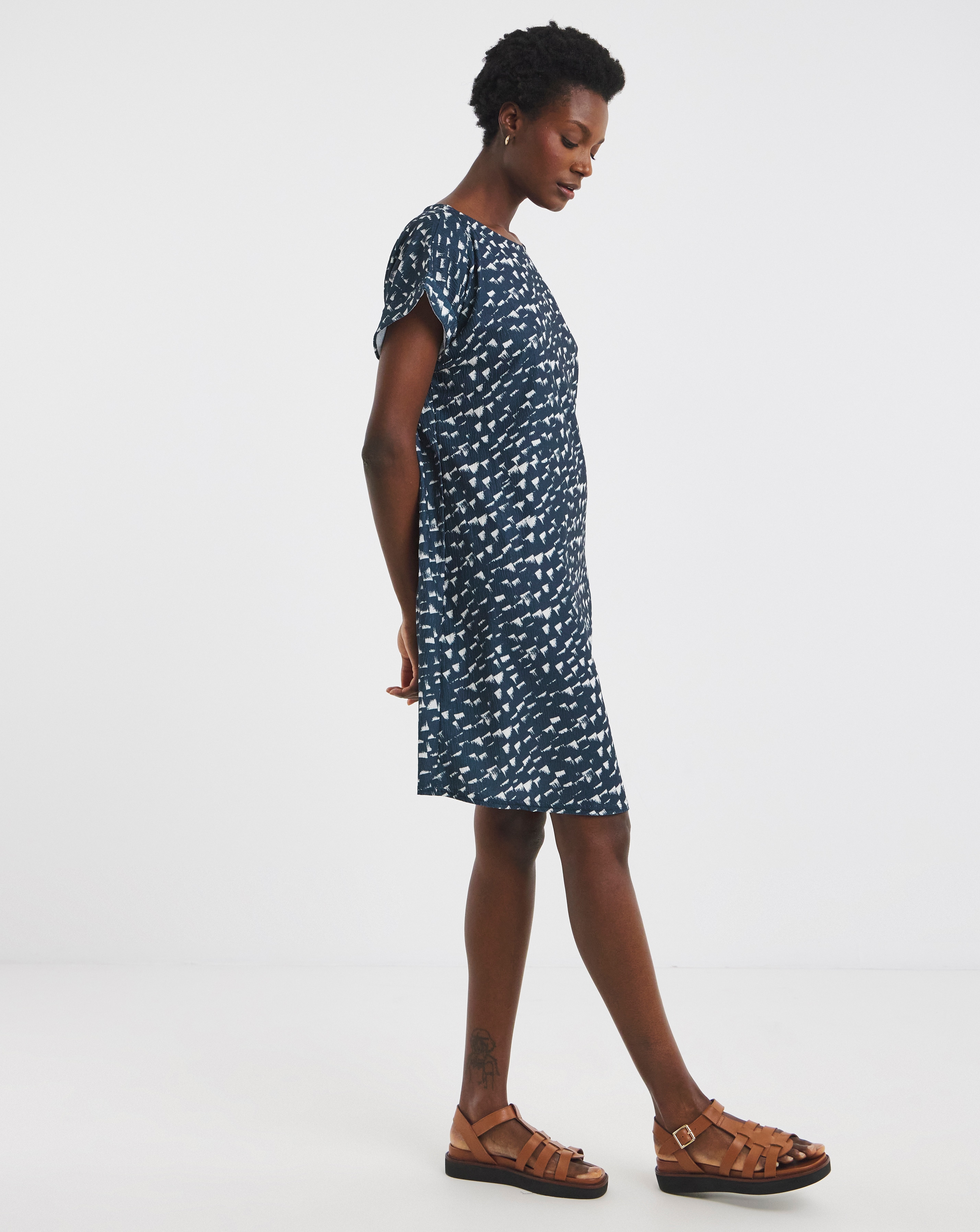 Textured Jersey Swing Dress