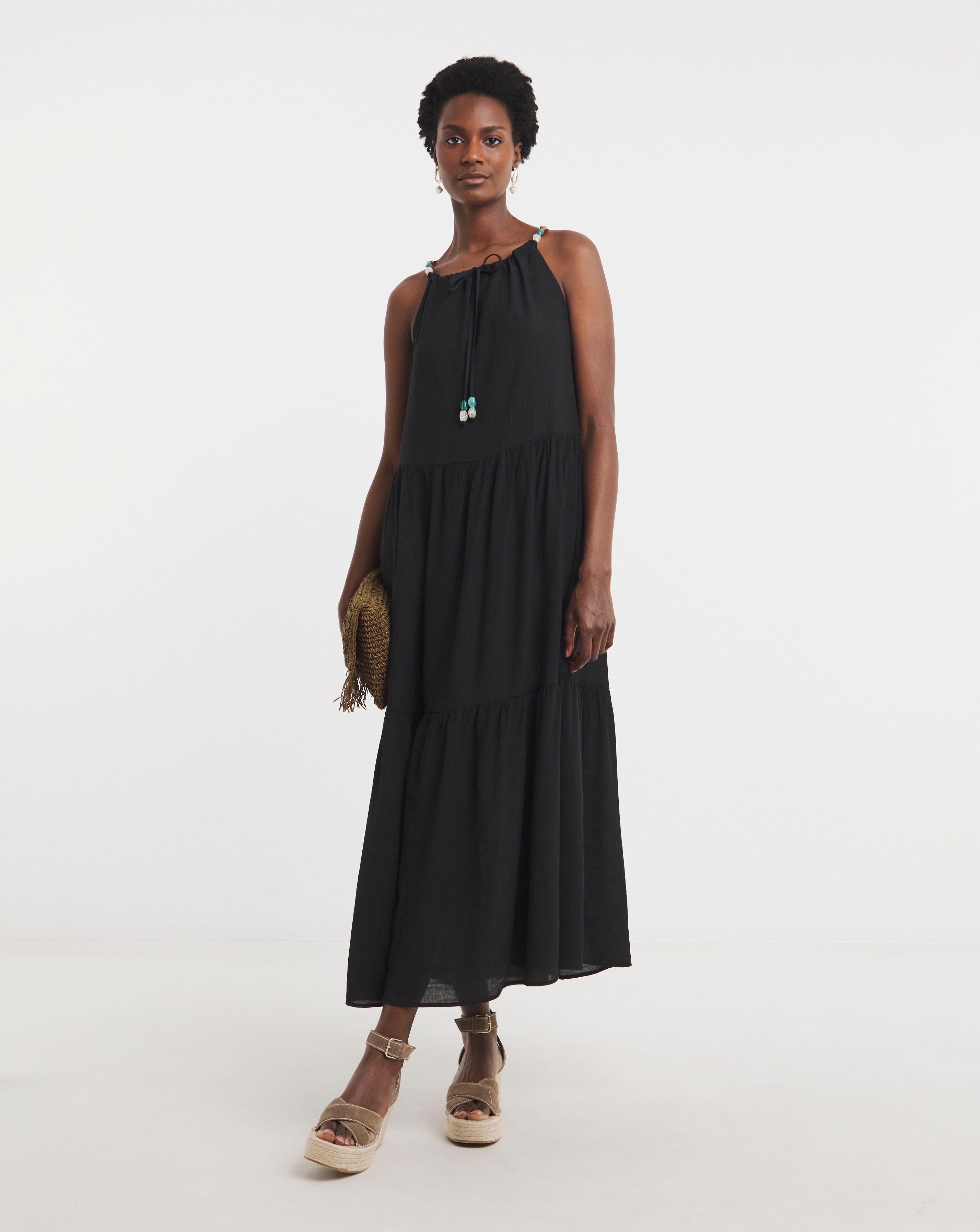 Bead Halter Maxi Dress