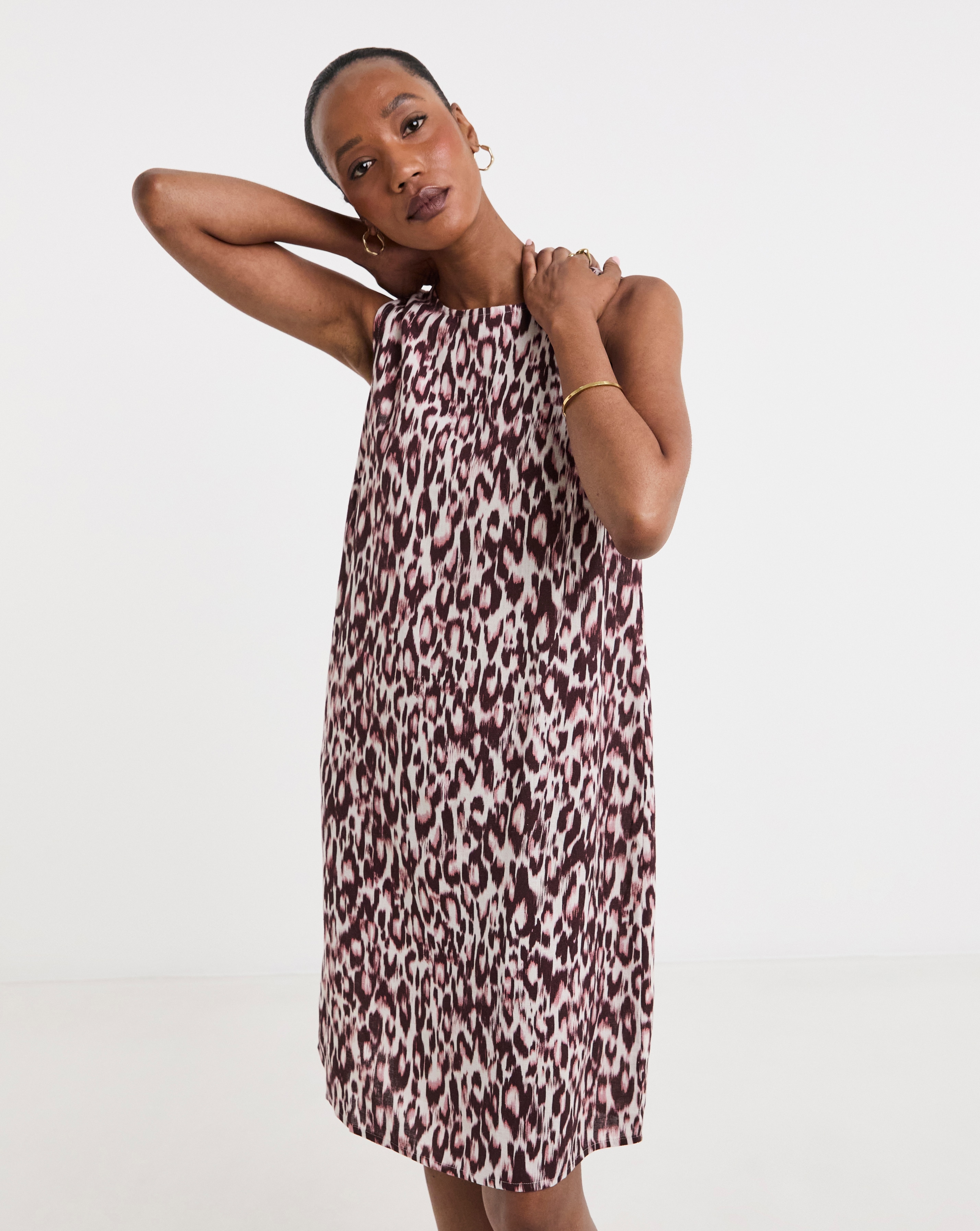 Linen Mix Sleeveless Shift Dress