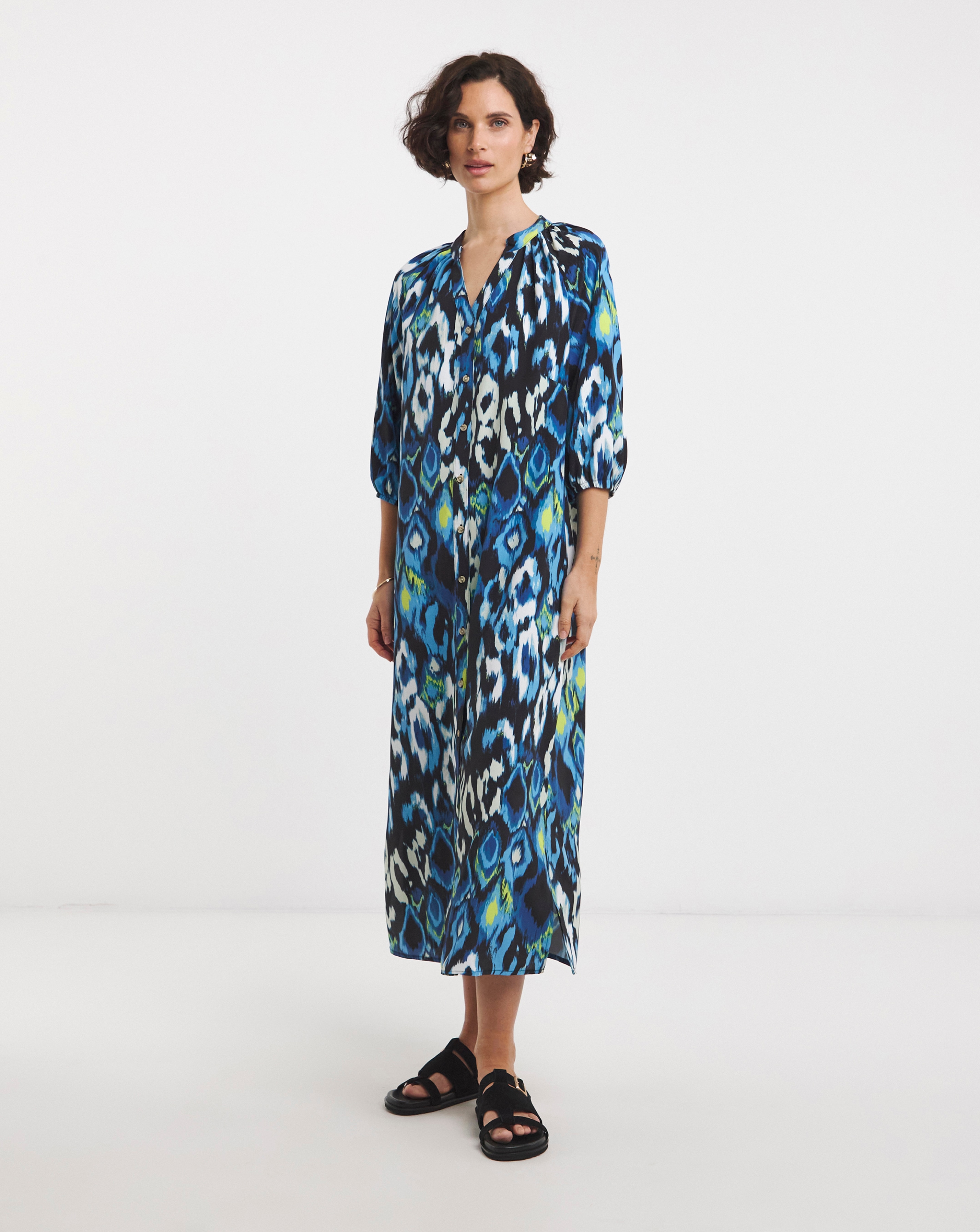 Printed Textured Kaftan Dress