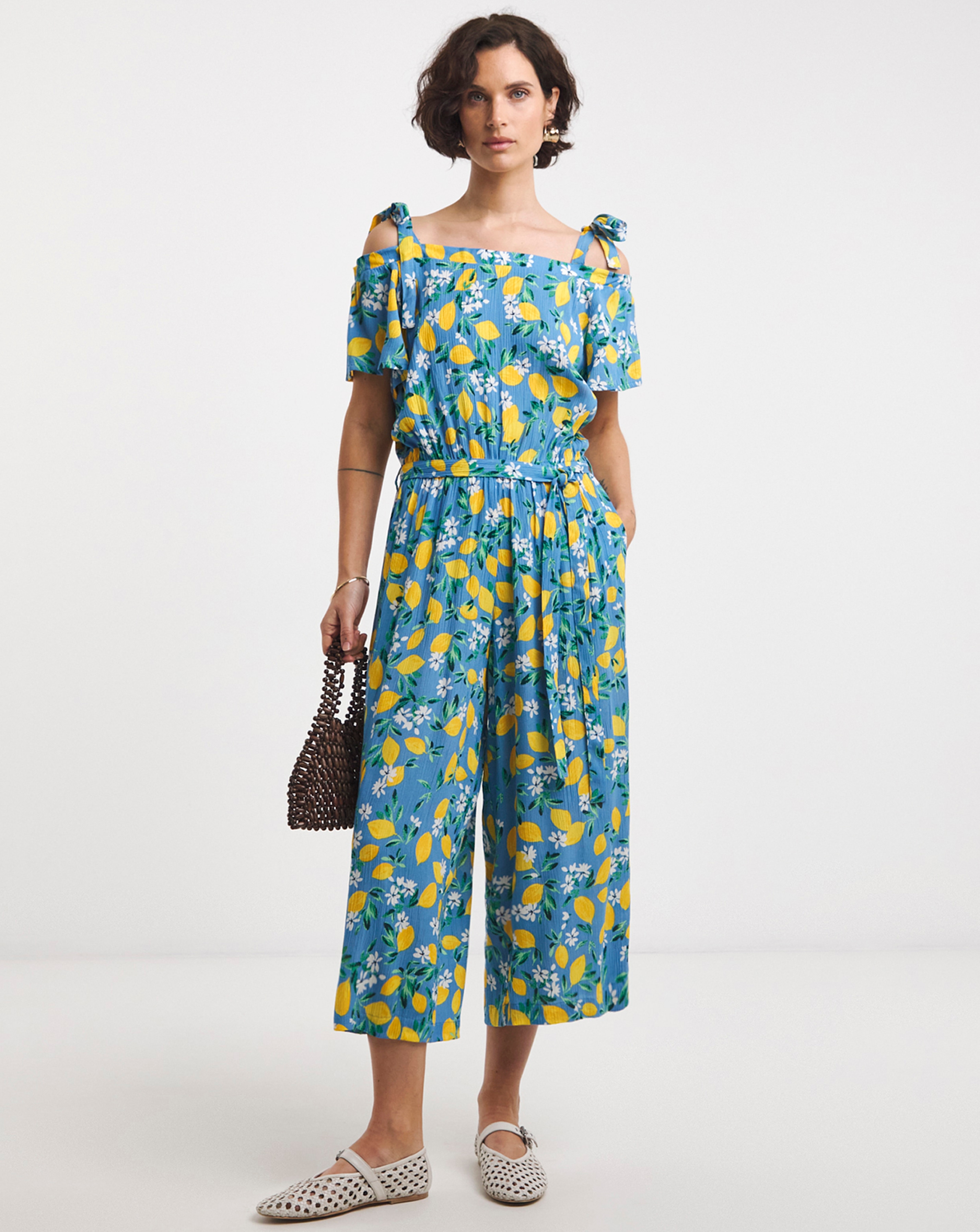 Textured Crinkle Tie Strap Jumpsuit