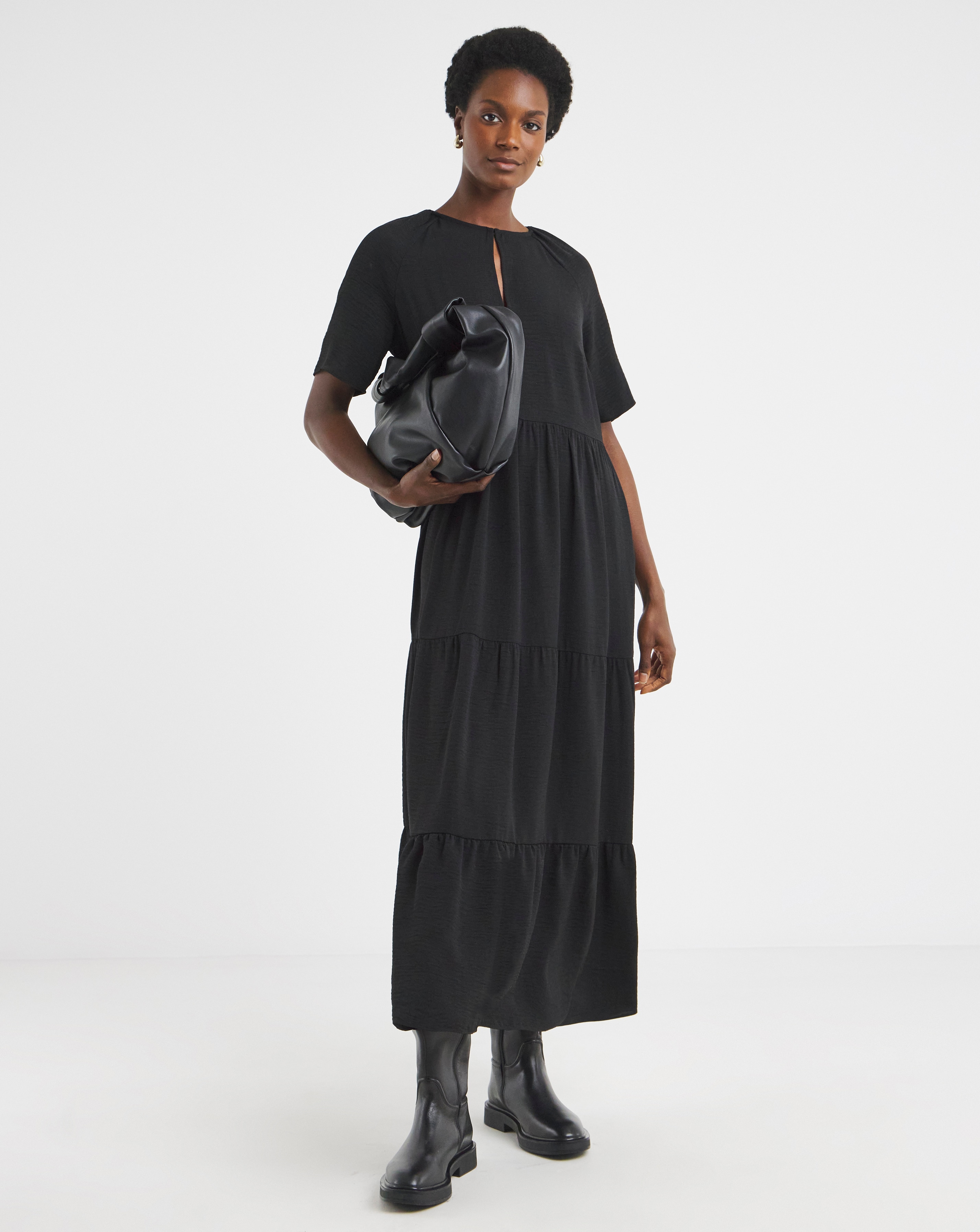 Short Sleeve Smock Maxi Dress