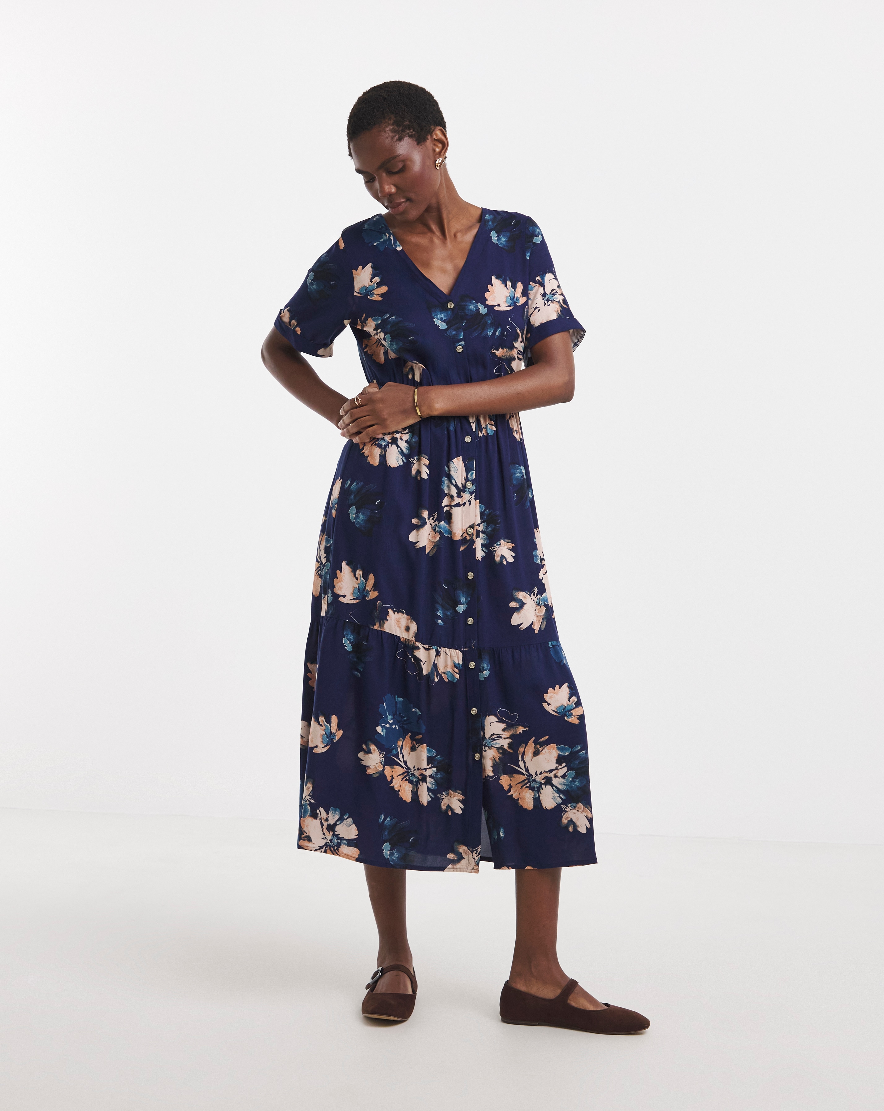 Printed Button Through Dress