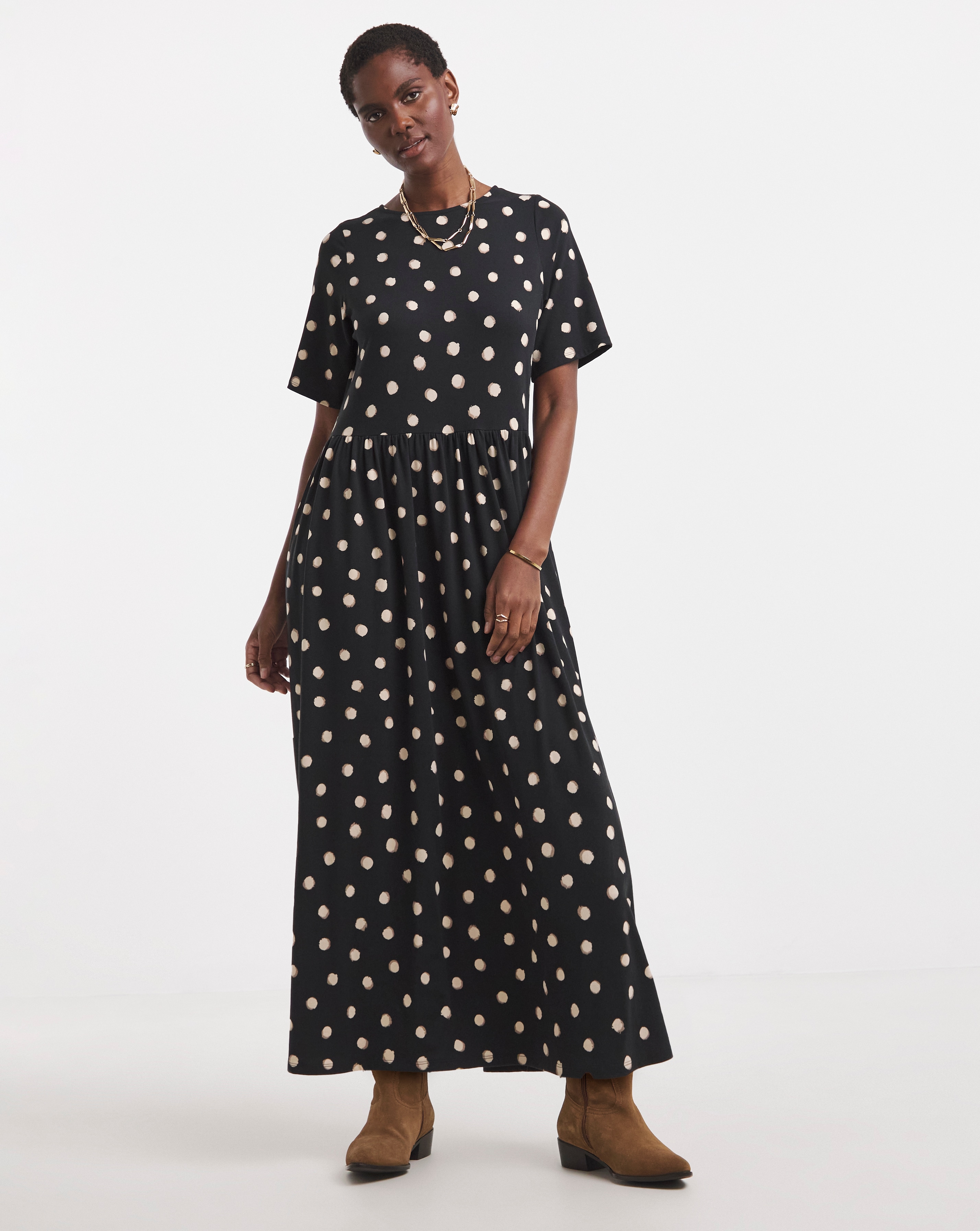 Soft Touch Half Sleeve Smock Dress