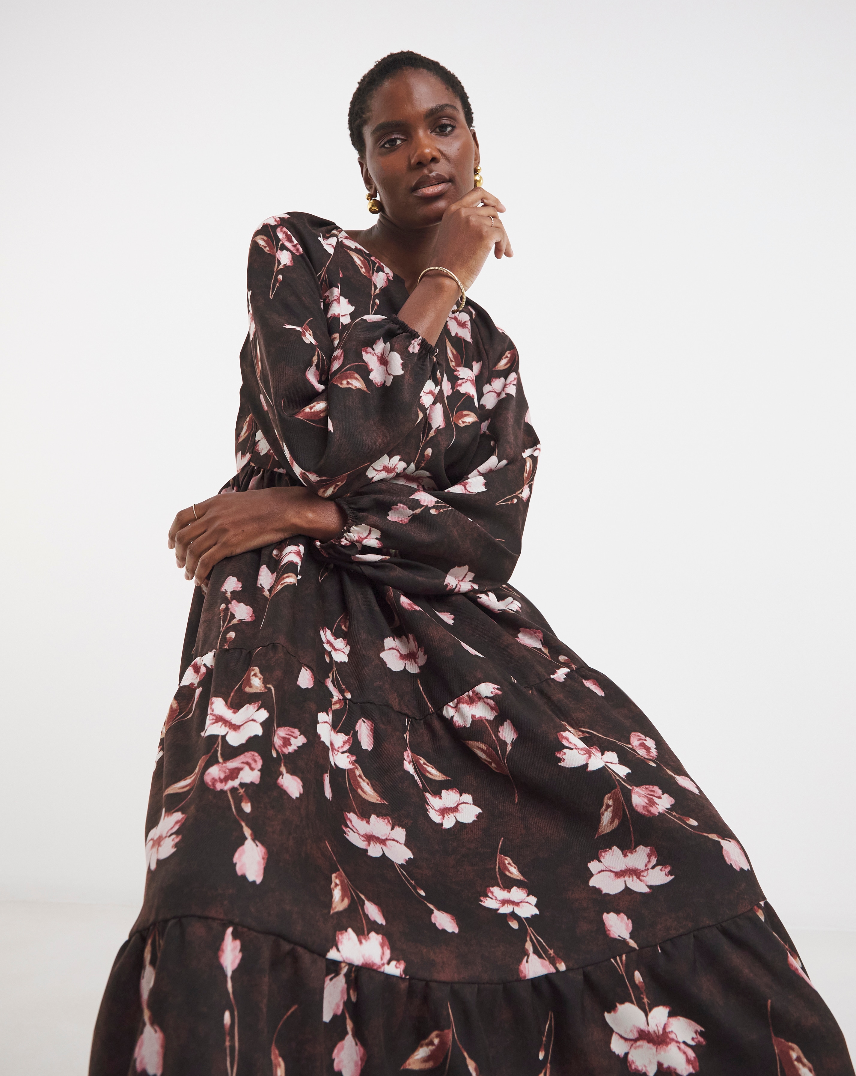 Long Sleeve Smock Maxi Dress