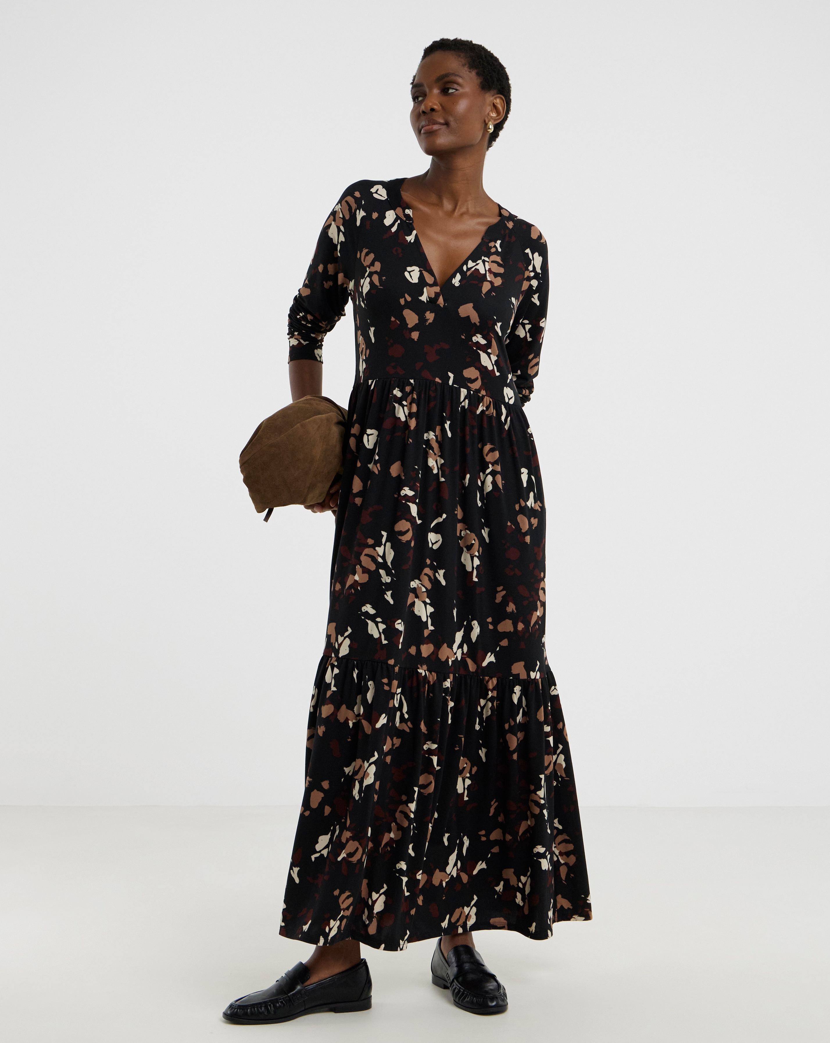 Soft Touch Long Sleeve Notch Neck Dress