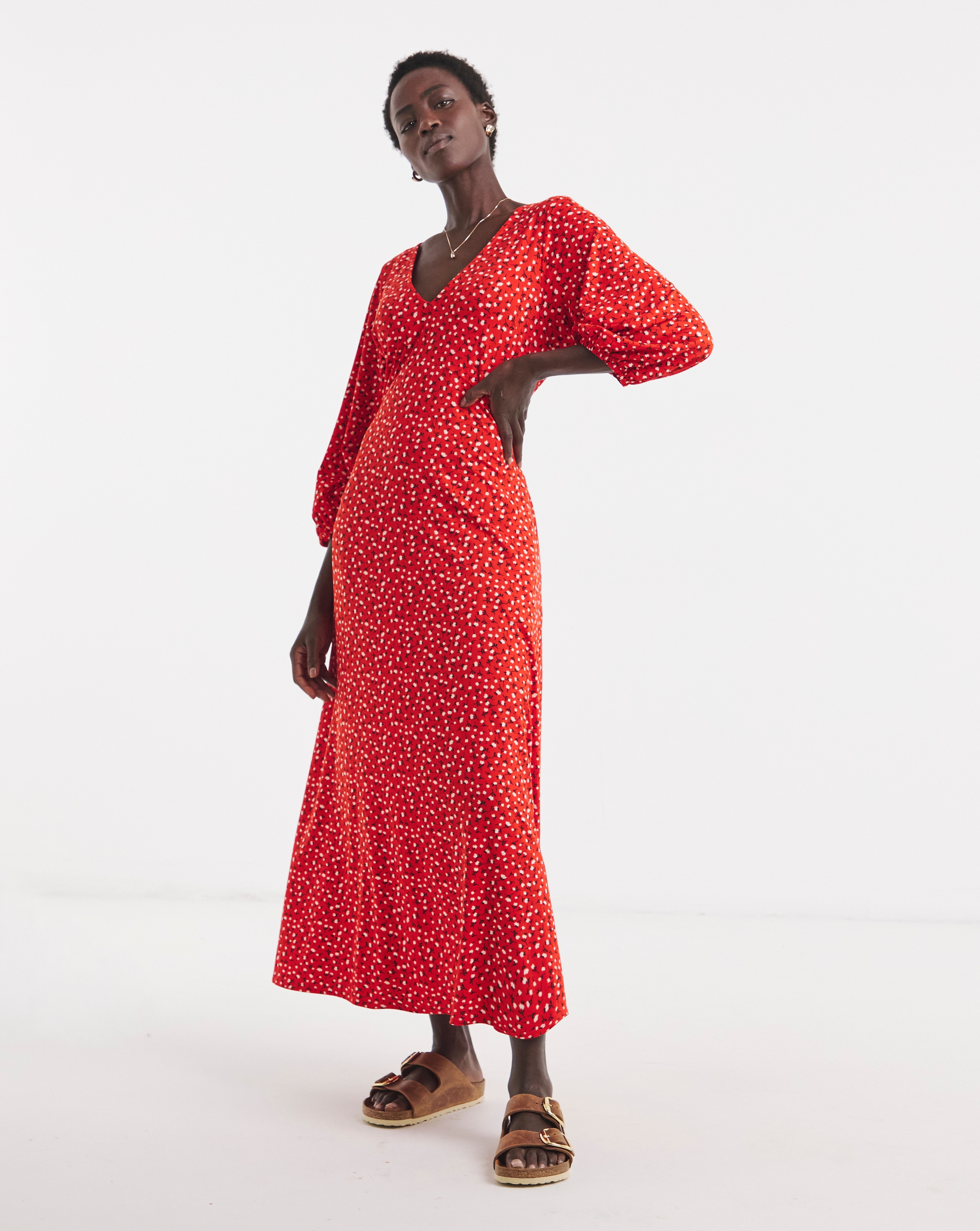 New In - Puff Sleeve Soft Touch Jersey Dress