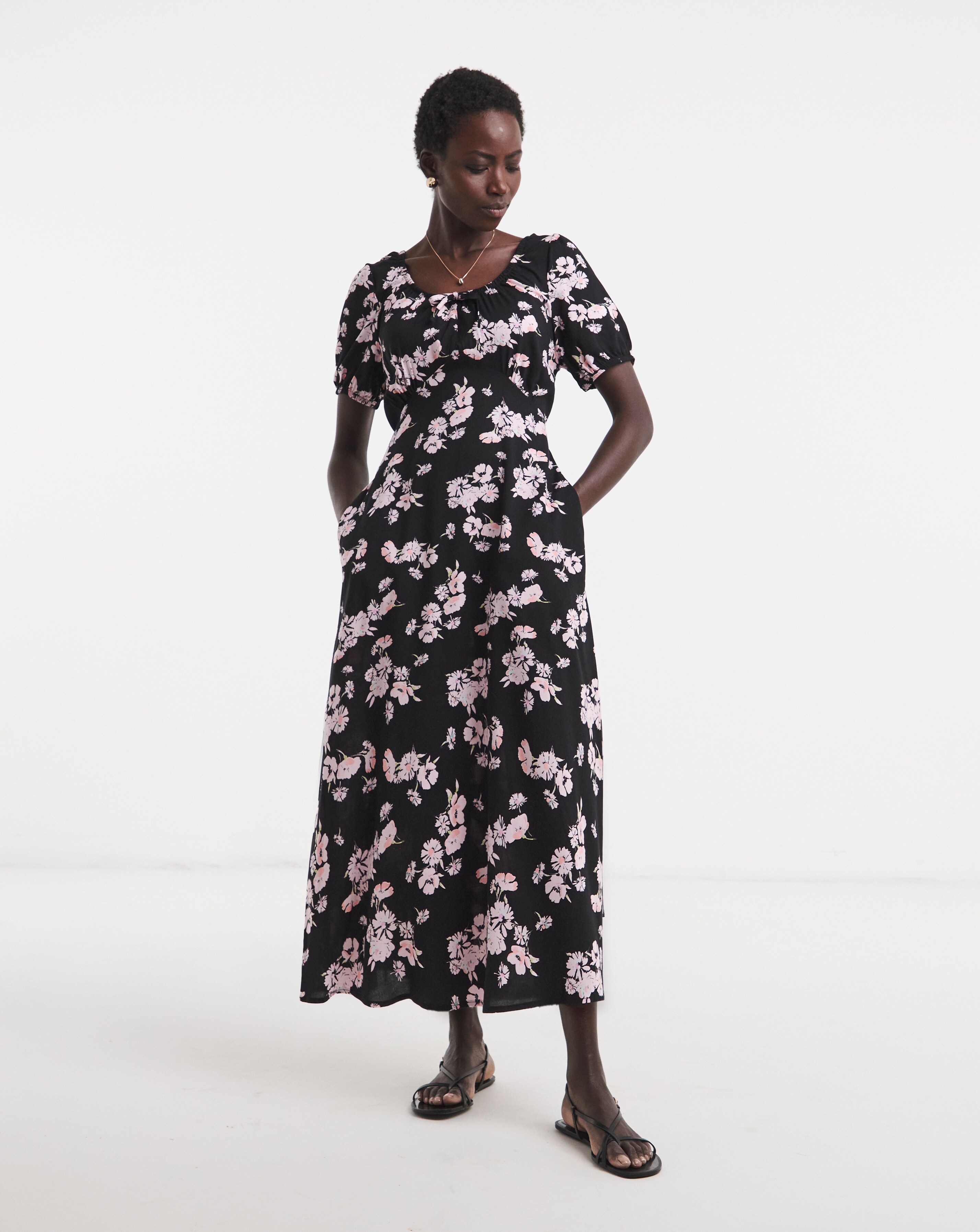 New In - Cap Sleeve Milkmaid Midi Dress
