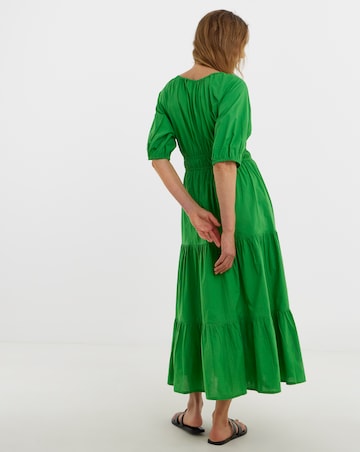 Crinkle Cotton Short Sleeve Maxi Dress