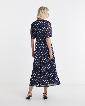 Spot Print Mesh Midi Dress