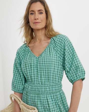 Gingham Short Sleeve Maxi Dress