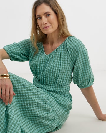 Gingham Short Sleeve Maxi Dress