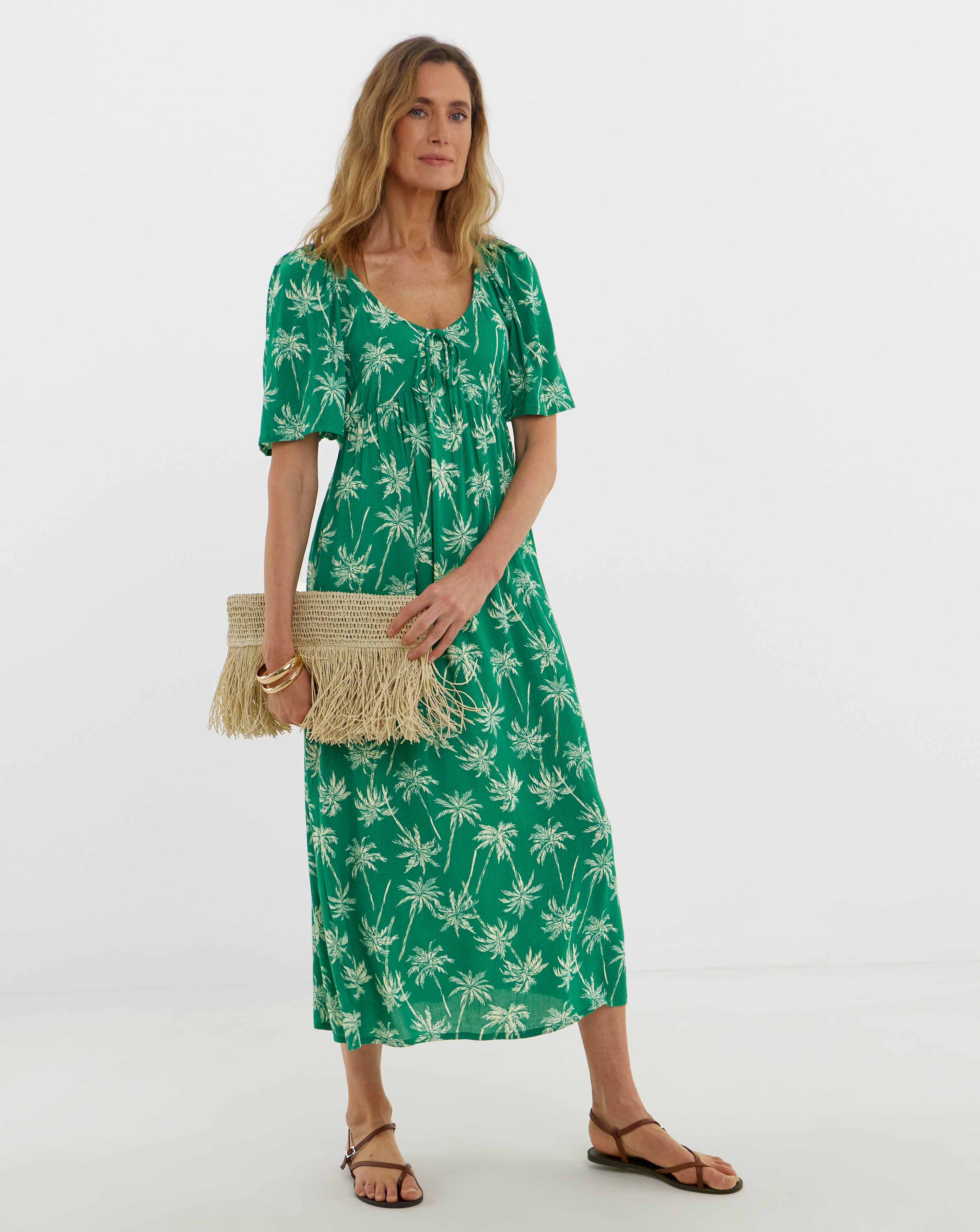 New In - Crinkle Tie Front Dress