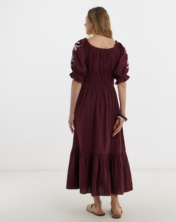 Pure Cotton Embroidered Smock Dress