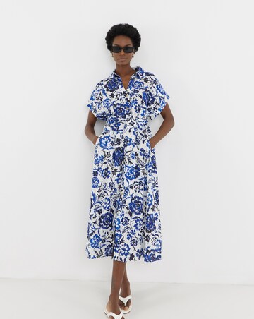 Printed Broderie Shirt Dress