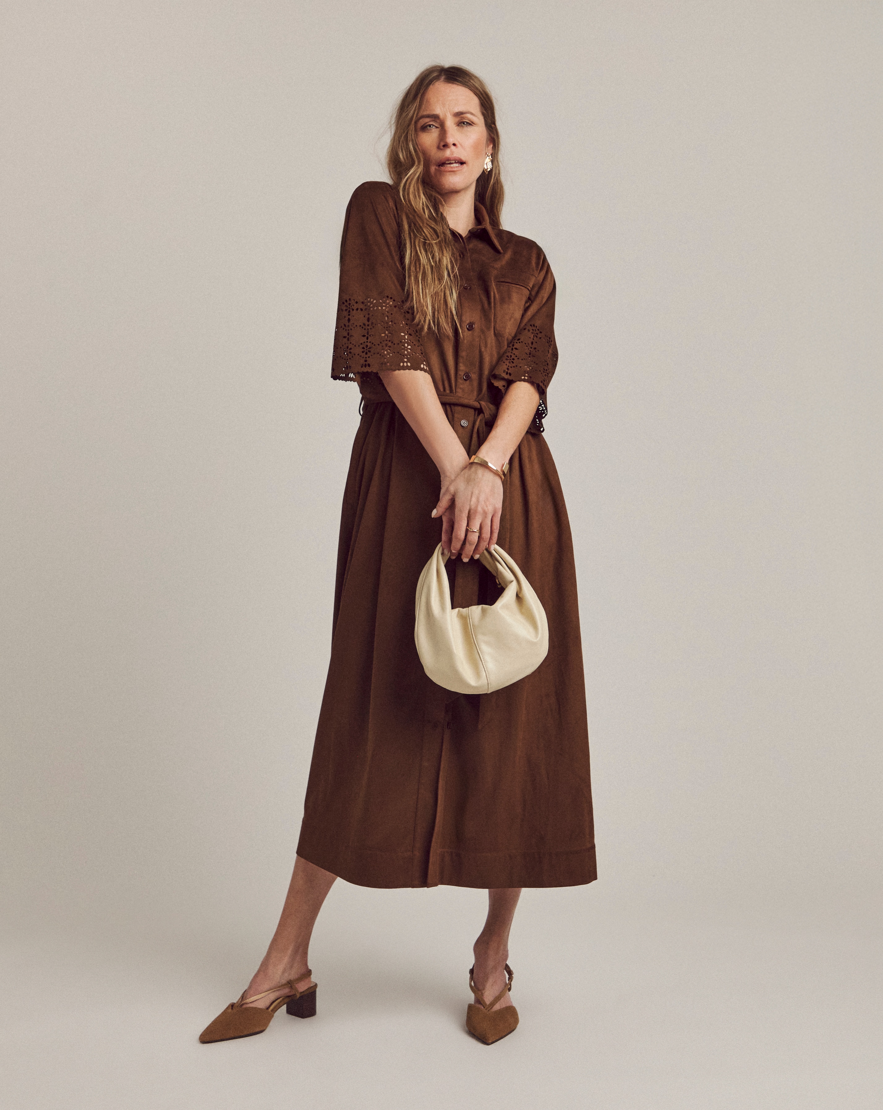 Anthology Faux Suede Cutwork Shirt Dress