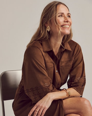 Anthology Faux Suede Cutwork Shirt Dress