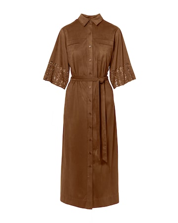 Anthology Faux Suede Cutwork Shirt Dress