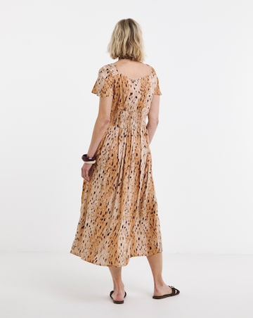 Linen Square Neck Tea Dress