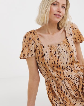 Linen Square Neck Tea Dress
