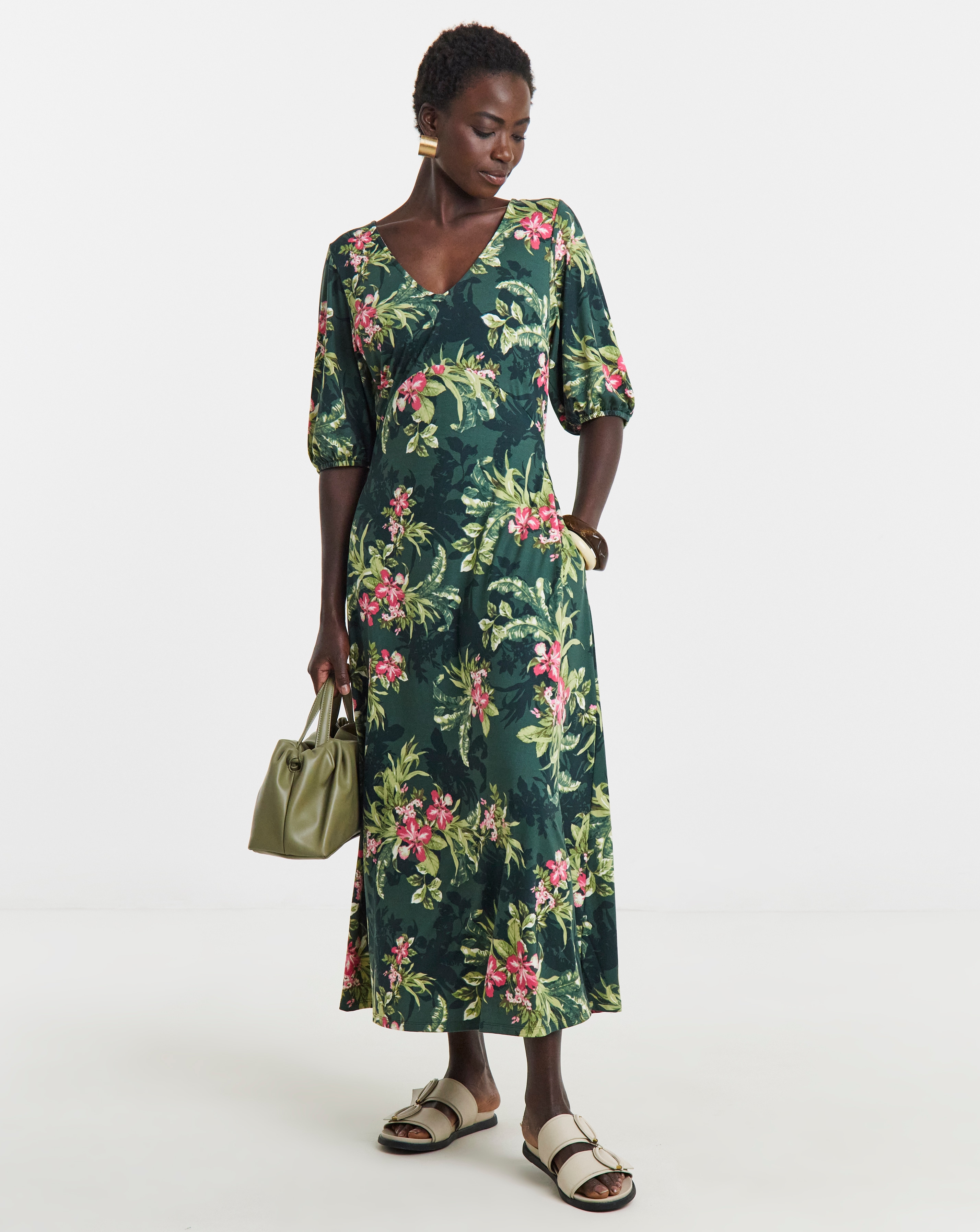 Puff Sleeve Soft Touch Jersey Dress | Ambrose Wilson