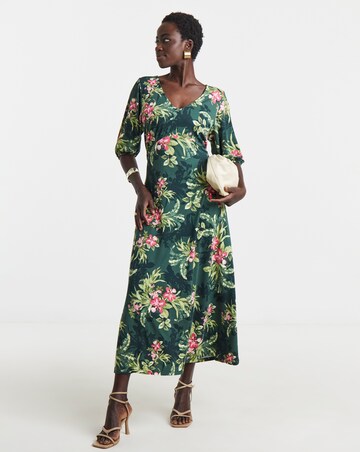 Puff Sleeve Soft Touch Jersey Dress