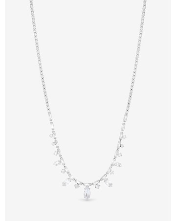 Jon Richard Rhodium Plated Cubic Zirconia Navette Stone Drop Necklace