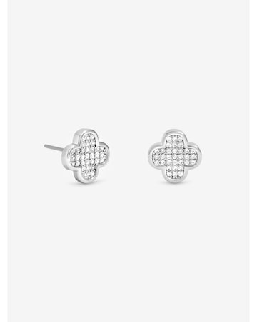 Jon Richard Rhodium Plated Micro Pave Stud Earrings