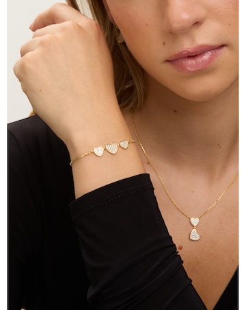 Jon Richard 18K Gold Plated Micro Pave and Heart Necklace