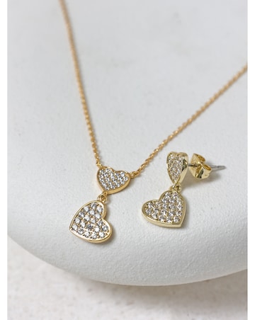 Jon Richard 18K Gold Plated Micro Pave and Heart Necklace
