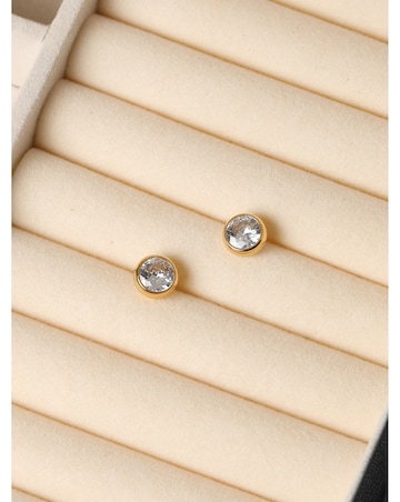 Jon Richard Waterproof Gold Plated Crystal Besel Stud Earrings