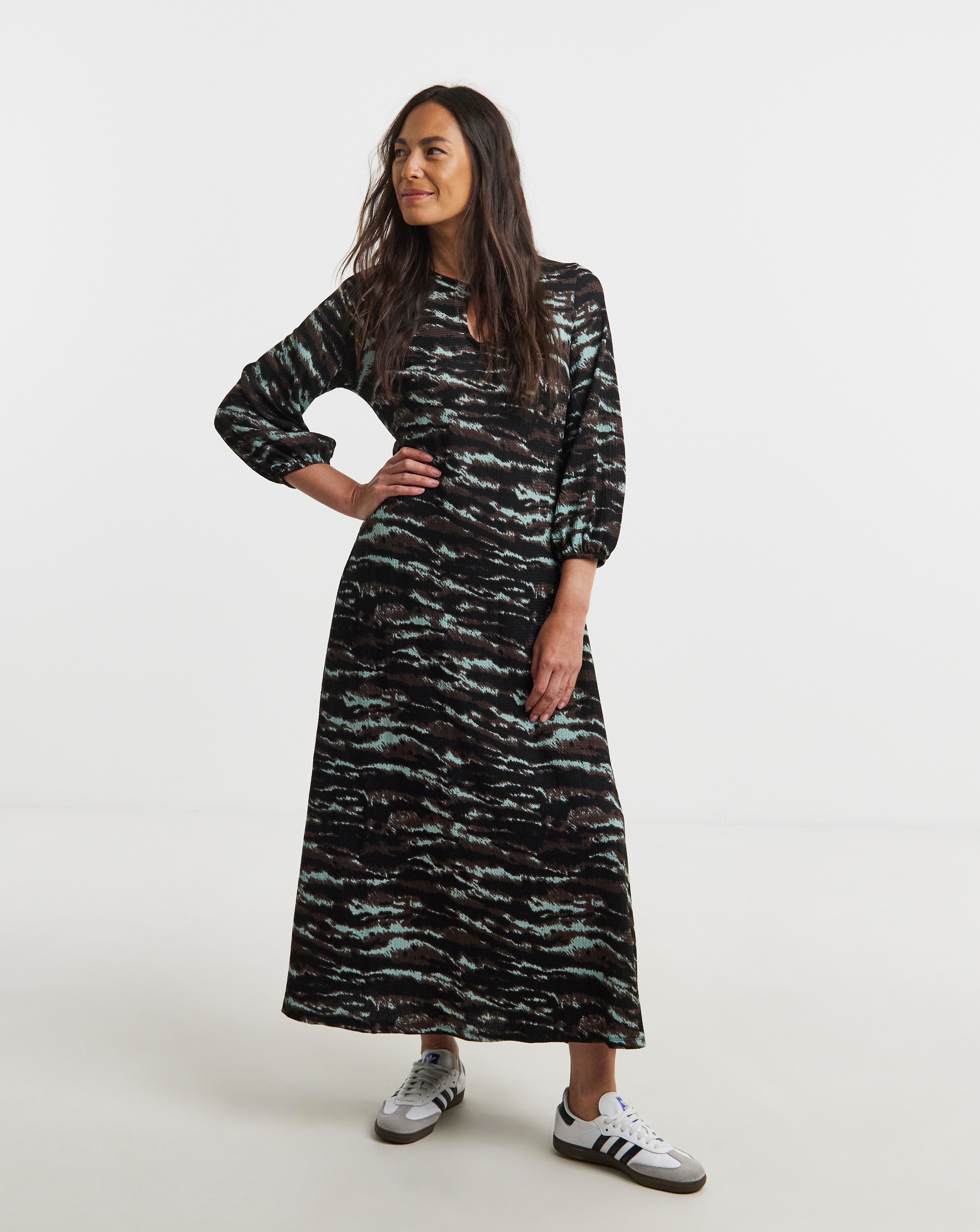 Textured Jersey Keyhole Maxi Dress