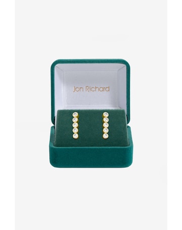Jon Richard 14K Gold Plated and Crystal Cubic Zirconia Tennis Earrings -Gift Box