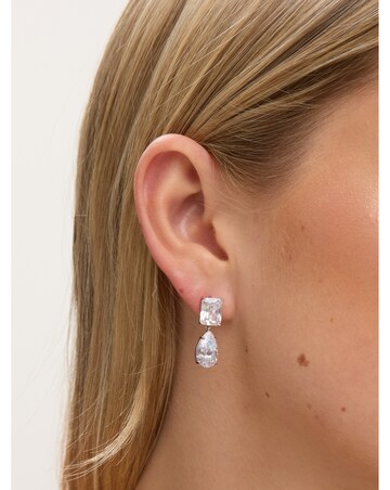 Jon Richard Rhodium Plated Mixed Stone Drop Earrings