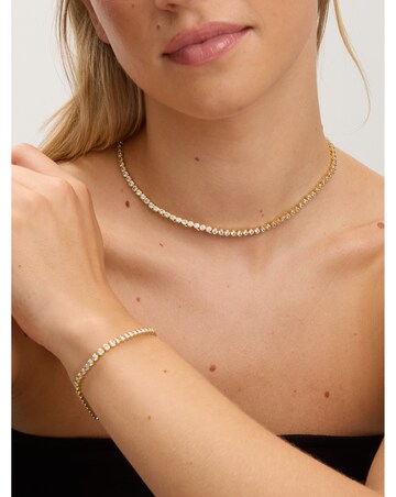 Jon Richard 14K Gold Plated and Crystal Cubic Zirconia Tennis Necklace -Gift Box