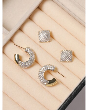 Jon Richard Gold Plated Chubby Pave Hoop Earrings