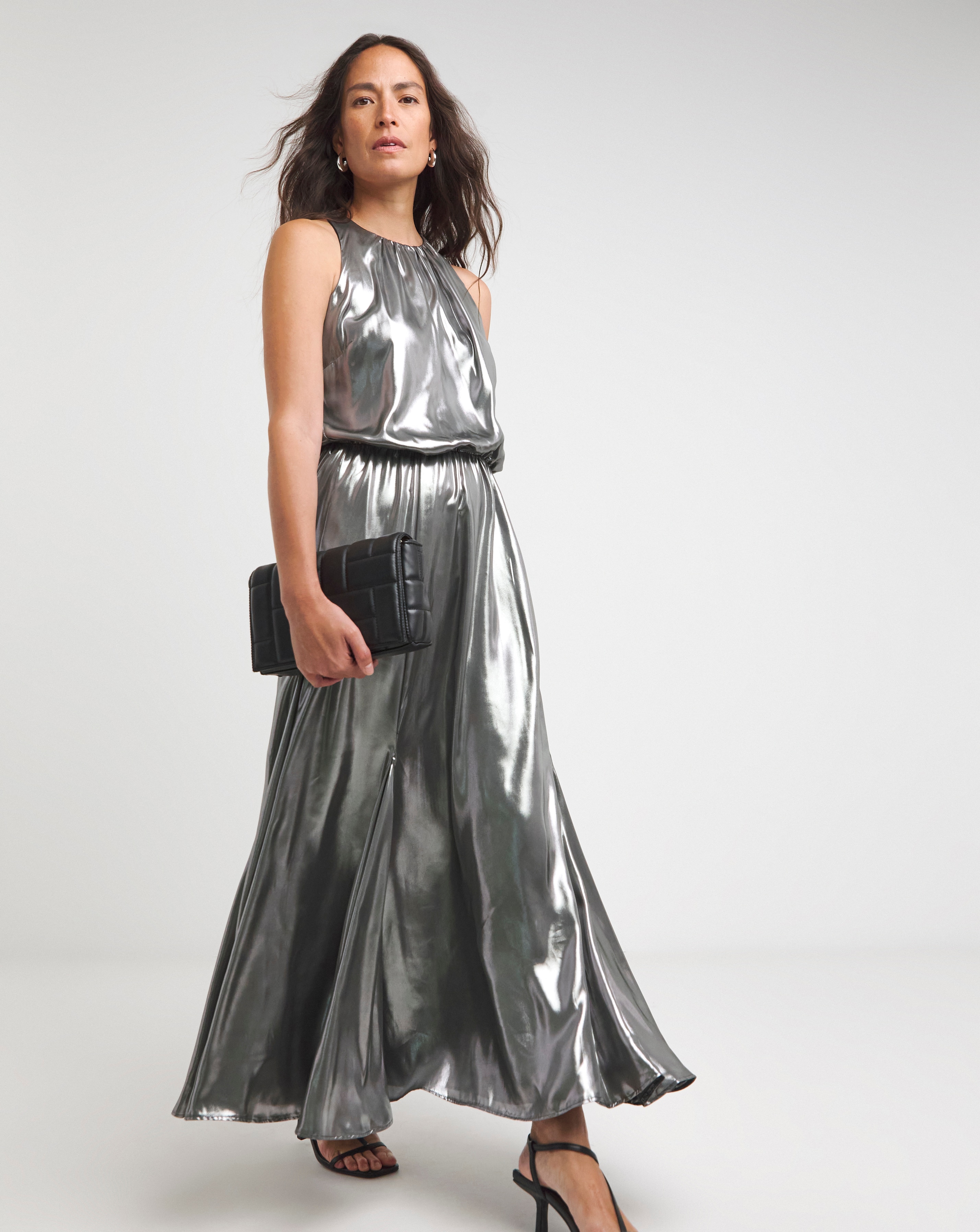 New In - Metallic Godet Dress