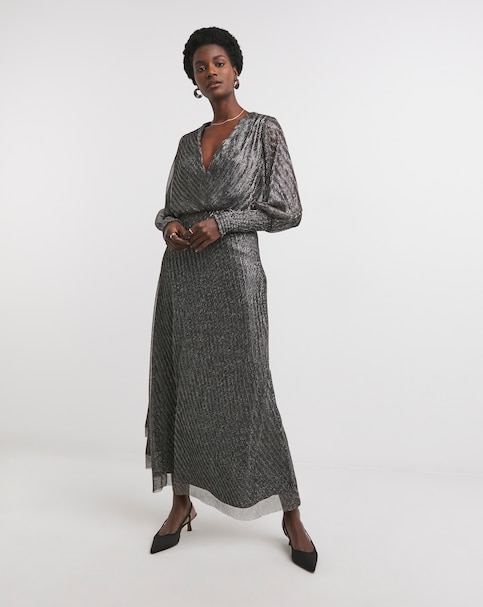 Metallic Long Sleeve Dress