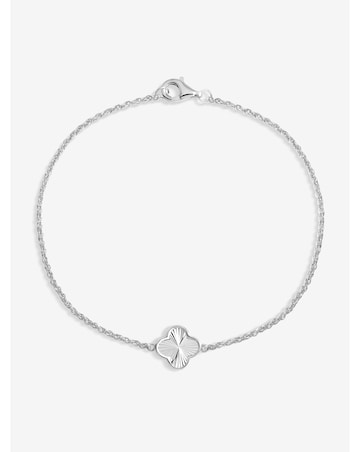Simply Silver Sterling Silver 925 Polished Diamond Cut Clover Bracelet