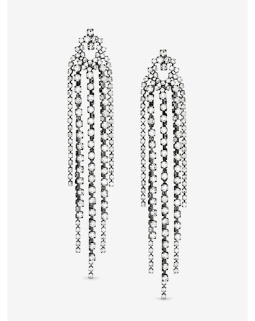Mood Hematite Crystal Multi Strand Long Statement Drop Earrings